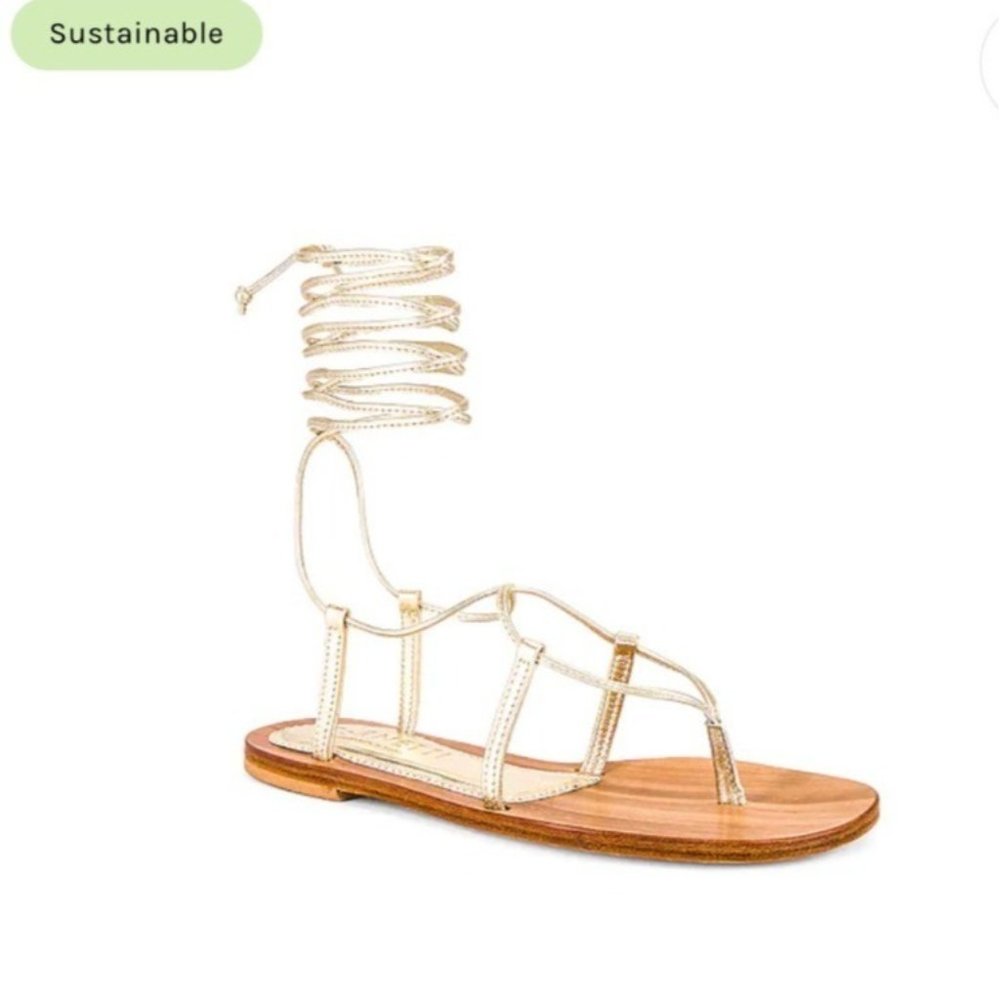 Cornetti Molentis Lace Up Sandal in Laminate Gold